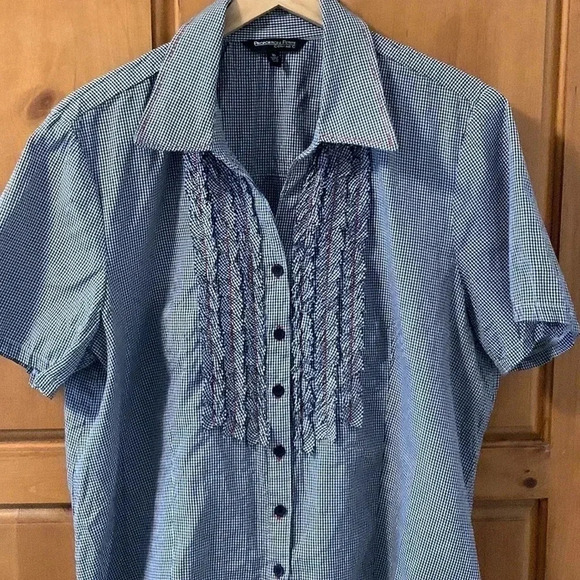 Conrad C navy  gingham 16 - Picture 1 of 13